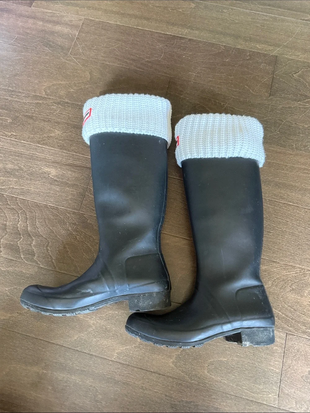 Hunter Black Rain Boots with White Boot Socks